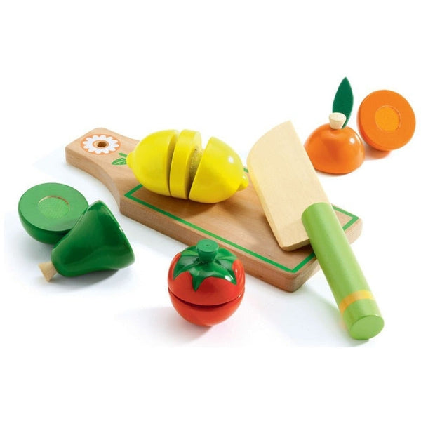 Fruits et légumes en bois à couper Djeco - Dinette - DJECO - 123 Famille