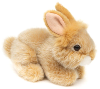 Peluche Lapin angora couché - 18 cm