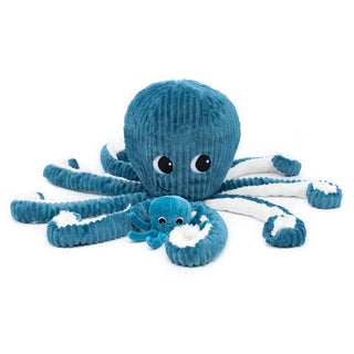 Maman et bébé pieuvre bleu 45cm