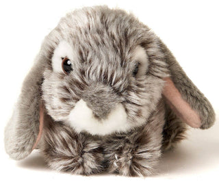 Peluche lapin gris couché 18 cm