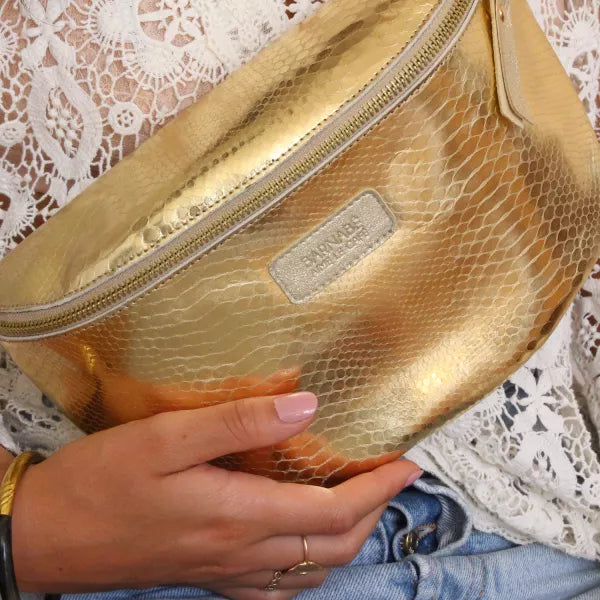 Sac banane cuir - Python doré- Barnabé aime le café
