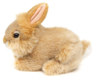 Peluche Lapin angora couché - 18 cm