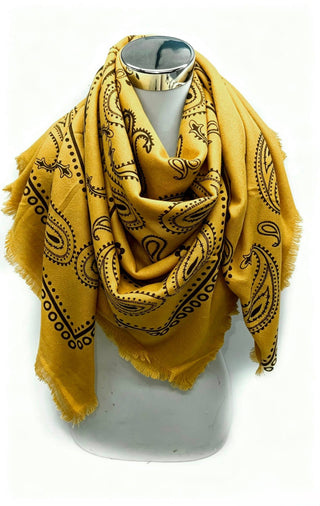 Grande écharpe carrée à motif paisley K2 – Lineta