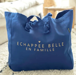 Grand cabas - "Echappée belle en famille" Bleu marine