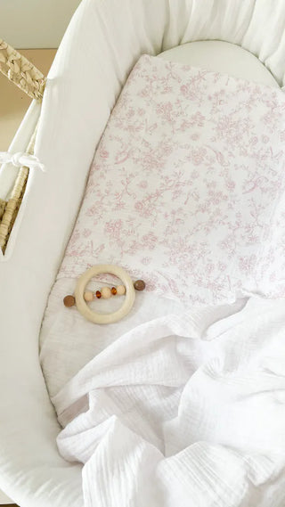 Couverture légère/Maxi lange - Jouy rose