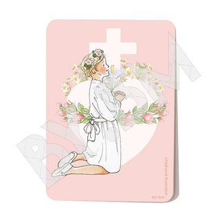 Signet de communion - Sacré cœur fille à genou By BM