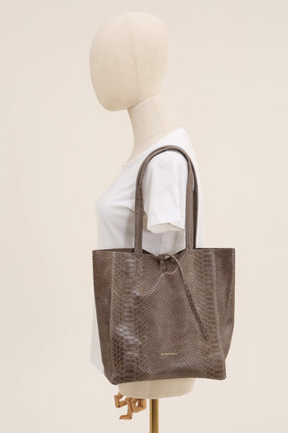 Cabas en cuir - Python taupe