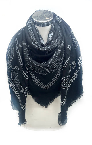 Grande écharpe carrée à motif paisley K2 – Lineta