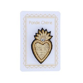 Broche cœur - ex-voto doré