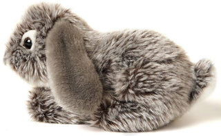 Peluche lapin gris couché 18 cm
