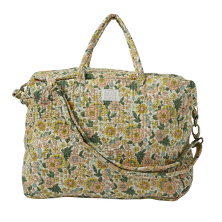 Grand sac matelassé imprimé de fleurs Amaia Rose Corail