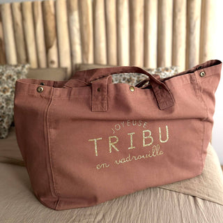 Grand cabas - "Joyeuse Tribu" Bois de Santal
