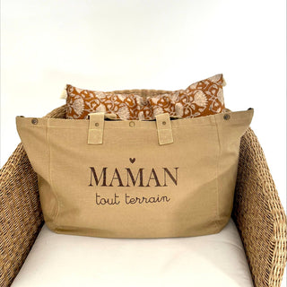 Grand cabas "Maman Tout Terrain" Sable