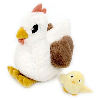 Peluche maman bébé Pioupiou la poule blanche – Les Ptipotos