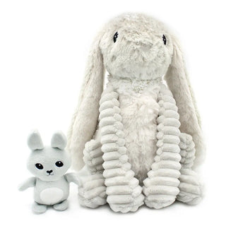 Peluche maman bébé Toudou le Lapin gris clair – 25 cm – Les Ptipotos