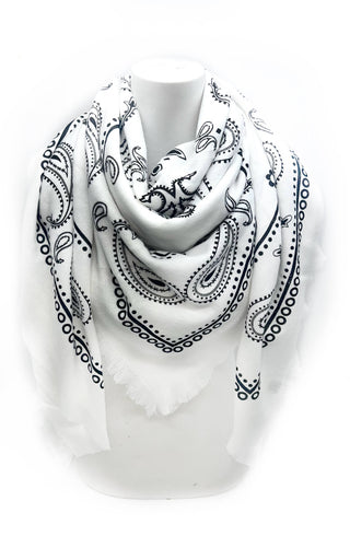 Grande écharpe carrée à motif paisley K2 – Lineta