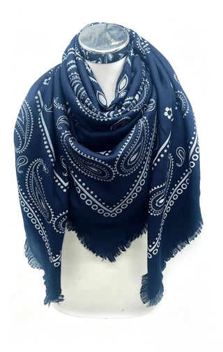 Grande écharpe carrée à motif paisley K2 – Lineta