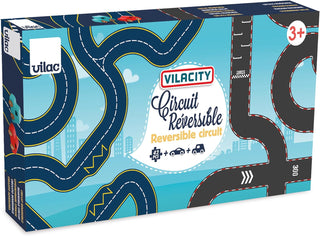 Circuit réversible 42 pièces + 2 Voitures - Voiture Miniature en Bois