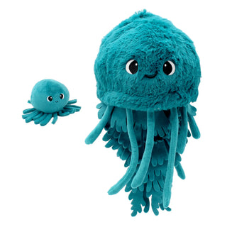 Peluche Lilou la Méduse maman & bébé Bleu 36 cm – Les Ptipotos