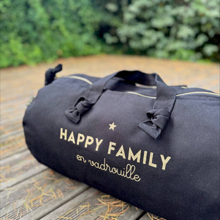 Sac Polochon - "Happy Family en vadrouille" noir