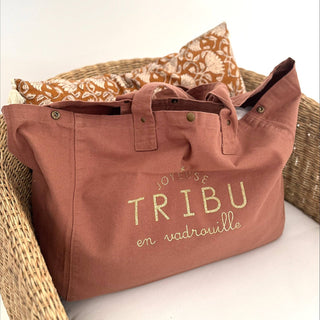 Grand cabas - "Joyeuse Tribu" Bois de Santal