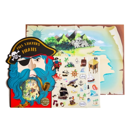 Jeu stickers + poster pirates - Carte d'art