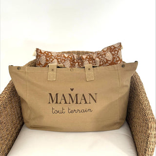 Grand cabas "Maman Tout Terrain" Sable