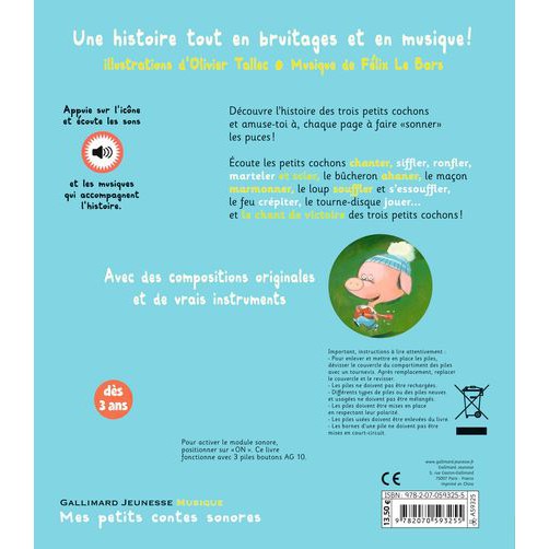 Les trois petits cochons - Mes petits contes sonores - Gallimard