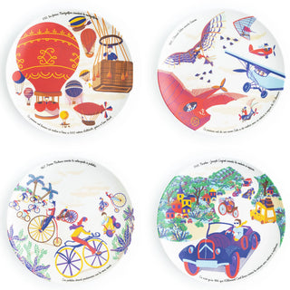 Coffret de 4 assiettes à dessert - Les grandes inventions françaises