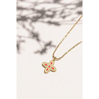 Collier médaille Adriana rouge tangerine