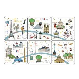 6 sous-verres Plan de Paris Laffaiteur - Carte d'art