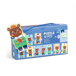 Puzzle frise 10 pièces - Nounours s'habille Djeco