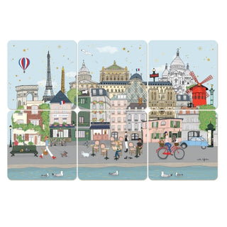 6 sous-verres Plan de Paris Monuments - Carte d'art