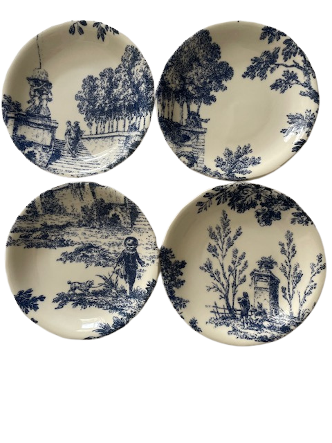 Set de 4 assiettes Toile de Jouy PM