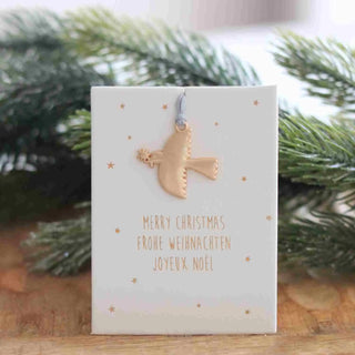 Mini suspension dorée – Colombe Joyeux Noël