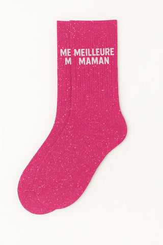 Chaussettes à paillettes "Meilleure Maman"