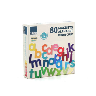 Magnets alphabet minuscules bois - 80 pièces