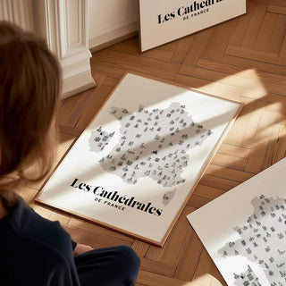 Affiche - Carte des cathédrales de France