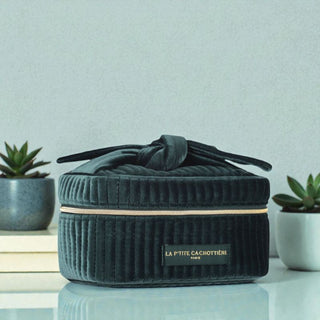 Trousse Vanity en velours vert sapin