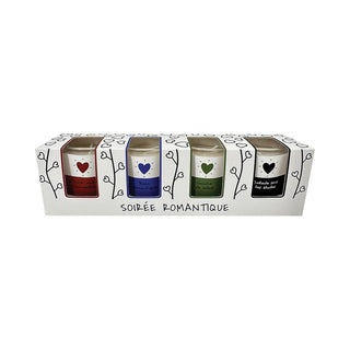 Coffret de 4 bougies - Soirée romantique