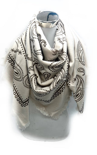 Grande écharpe carrée à motif paisley K2 – Lineta
