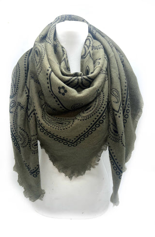Grande écharpe carrée à motif paisley K2 – Lineta