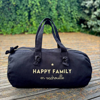 Sac Polochon - "Happy Family en vadrouille" noir