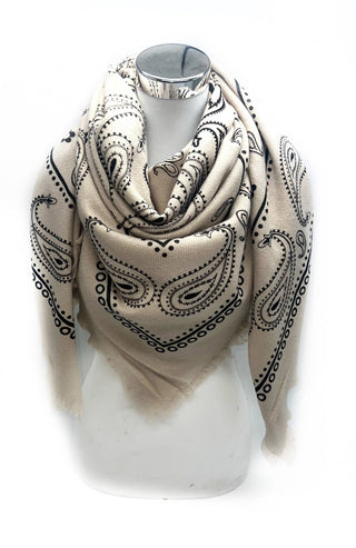 Grande écharpe carrée à motif paisley K2 – Lineta