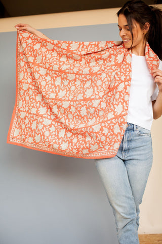 Grand Foulard Latika Coeur "Papaye"
