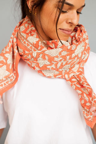 Grand Foulard Latika Coeur "Papaye"