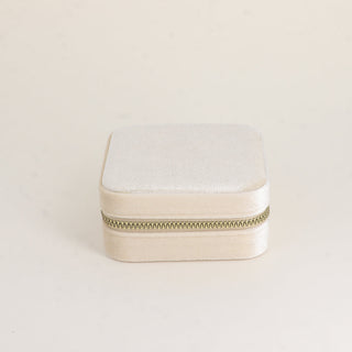 Boîte à bijoux carrée en velours beige avec miroir – Bohm Paris