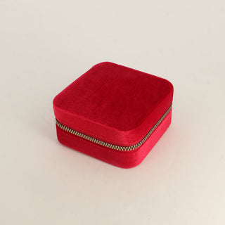 Boîte à bijoux carrée en velours rouge avec miroir – Bohm Paris