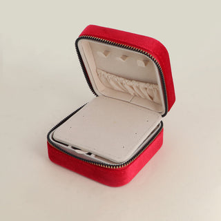 Boîte à bijoux carrée en velours rouge avec miroir – Bohm Paris