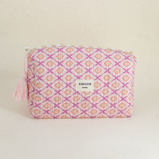 Grande trousse AMOUR rose losange – Bohm Paris